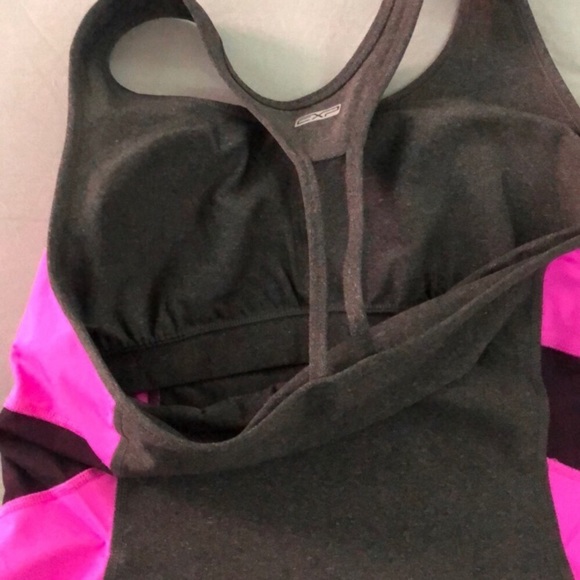 NWOT Express Performance Workout Racerback Tank Gray Pink Black Size Me… - Picture 5 of 7